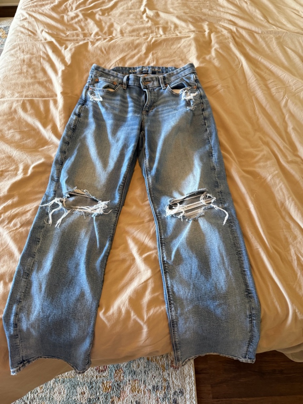 American Eagle Curvy Straight Light Blue Denim Jeans